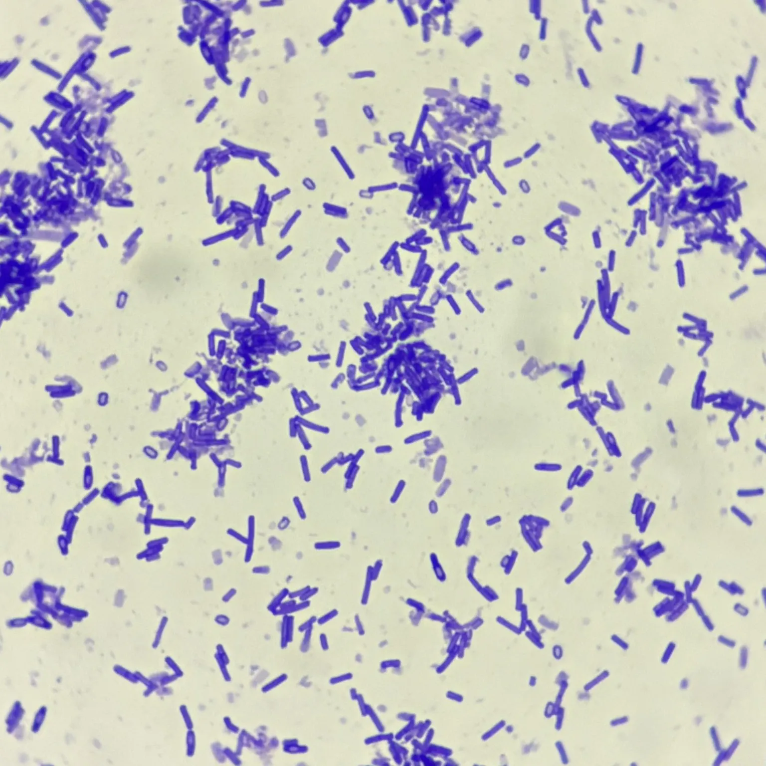 Bacillus subtilis smear, prepared microscope slide